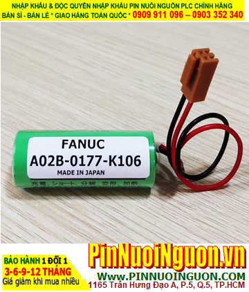 FANUC A02B-0177-K106; Pin nuôi nguồn FANUC A02B-0177-K106 lithium 3v _Japan