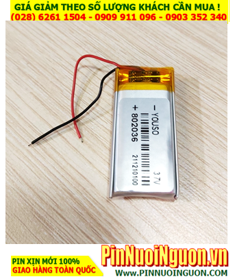 Pin sạc 3.7v Li-Polymer 802036, Pin sạc Li-Polymer 802036 lithium 3.7v 400mAh (Có sẳn mạch sạc)