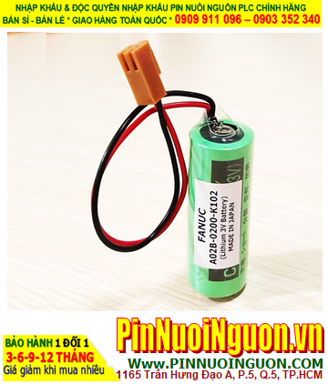 Pin FANUC A02B-0200-K102; Pin nuôi nguồn FANUC A02B-0200-K102 lithium 3v _Made in Japan