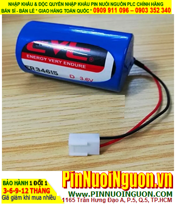EVE ER34615 (ZẮC CẮM); Pin nuôi nguồn PLC EVE ER34615 lithium 3.6V D 19000mAh chính hãng