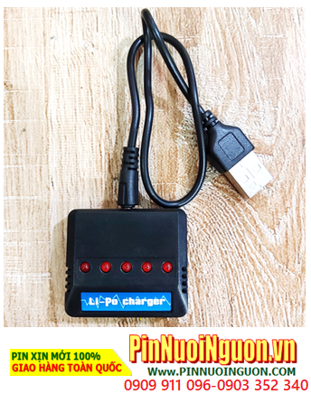 LI-PO CHARGER, SẠC PIN LITHIUM LI-POLYMER 3.7v có cổng USB chính hãng (CÓ 5 cổng sạc _ mỗi lần sạc được 1 đến 5 Pin LiPo)