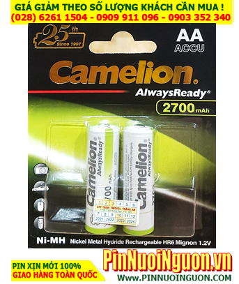 Pin sạc đèn Flash máy ảnh _Pin sạc AA 1.2v 2700mAh Camelion AlwaysReady NH-AA2700ARBP2 (MẪU MỚI)
