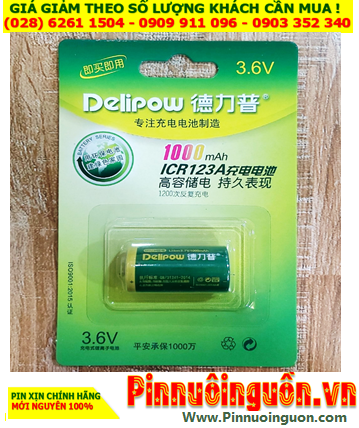 Delipow CR123A; Pin sạc 3.6v Lithium Delipow CR123A 1000mAh chính hãng _Bảo hành 01 tháng