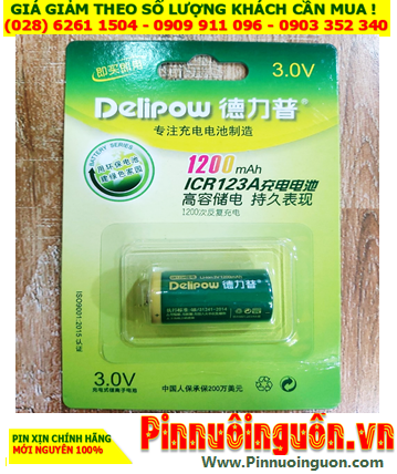 Delipow CR123A; Pin sạc 3v Lithium Delipow CR123A 1200mAh chính hãng _Bảo hành 01 tháng