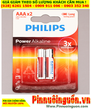 Pin Philips LR03P2B/97, AM4; Pin AAA 1.5v Alkaline Philips LR03, AM4 chính hãng _Vỉ 2viên