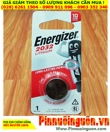 Pin Energizer CR2032; Pin 3v Lithium Energizer CR2032 ECR2032 chính hãng  (Loại Vỉ 1viên)