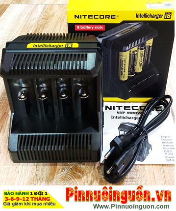 Máy sạc pin Lithium Nitecore i8 _sạc được 1,2,3,4,5,6,7,8 pin NiMh NiCd Lithium _sạc pin 18650, 26500,16340,14500,..