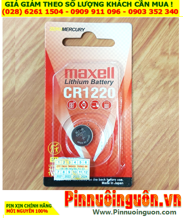 Maxell CR1220; Pin 3v lithium Maxell CR1220 1BS PRO (Xuất xứ NHẬT) Loại Vỉ 1viên