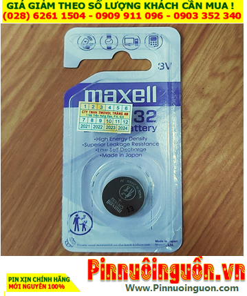 Pin Maxell CR1632; Pin 3v lithium Maxell CR1632 _Cells in Japan (Loại Vỉ 1viên