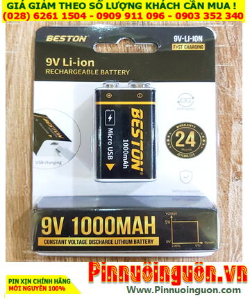 Pin Micro Pin Karaoke  Pin sạc 9v lithium Beston 9VM-10CV (9v 1000mAh) - cổng sạc USB