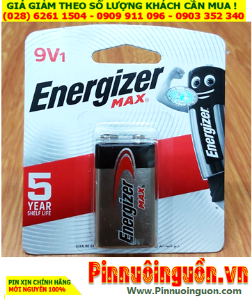 Energizer 522-BP1 /6LR61, Pin Alkaline 9v Energizer 522-BP1 /6LR61 chính hãng _Xuất xứ Malasysia /Vỉ 1viên
