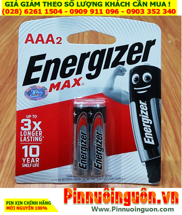 Energizer E92_BP2, LR03; Pin AAA 1.5v Alkaline Energizer E92-BP2 chính hãng (Xuất xứ Singapore) Vỉ 2viên