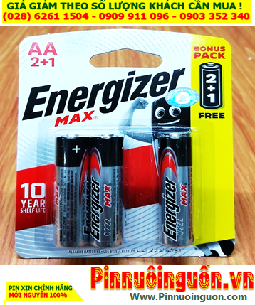 Energizer E91, LR6; Pin AA 1.5v Alkaline Energizer E91-BP3 chính hãng (Xuất xứ Singapore) Vỉ 3viên