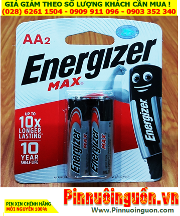 Energizer E91-BP2; Pin AA 1.5v Alkaline Energizer E91-BP2 /LR6 (Xuất xứ Singapore) /Loại vỉ 2viên