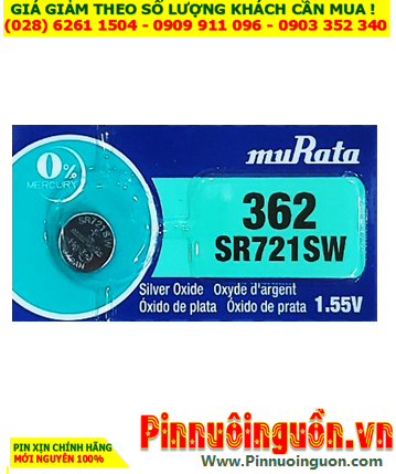 MuRata SR721SW _Pin 362; Pin đồng hồ 1.55v Silver Oxide MuRata SR721SW _Pin 362
