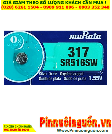 MuRata SR516SW _Pin 317; Pin đồng hồ 1.55v Silver Oxide MuRata SR516SW _Pin 317