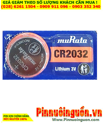 MuRata CR2032, Pin 3v lithium MuRata CR2032 (220mAh-3v) chính hãng _Xuất xứ Indonesia