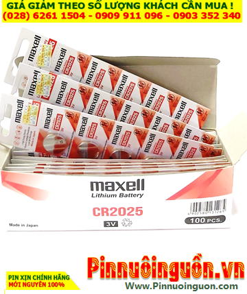 COMBO 1HỘP 20vỉ (100viên) Pin Maxell CR2025 lithium 3.0v chính hãng _Giá 779.000đ/ HỘP 100viên