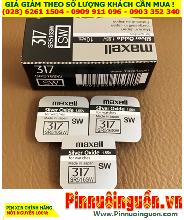 Maxell SR516SW _Pin 317; Pin đồng hồ 1.55v Silver Oxide Maxell SR516SW _Pin 317 _Made in Japan