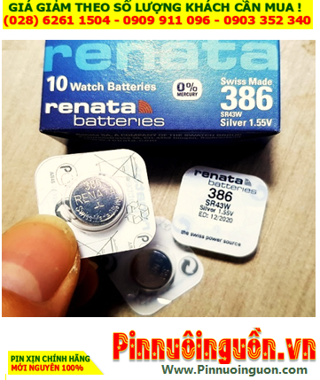 Renata 386 SR43W _Pin cúc áo 1.55v Silver Oxide Renata 386 SR43W _Swiss Made