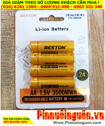 Pin đèn Pin _Beston 2AM-92-3500mWh (=2000mAh), Pin sạc 1.5v Lithium Li-ion Beston 2AM-92-3500mWh /Vỉ 4viên