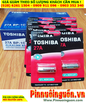 COMBO 1 HỘP 25 vỉ1viên Pin 12v Alkaline Toshiba 27A, A27 chính hãng _Giá chỉ 649.000đ/Hộp 25vỉ
