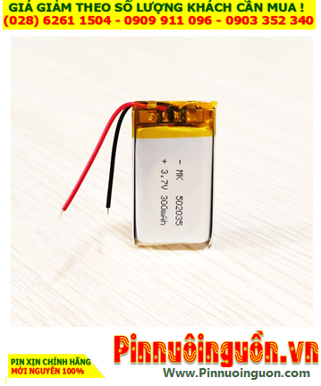 LiPolymer 502035, Pin sạc 3.7v LiPolymer 502035 với 300mAh (5mmx20mmx35mm) /có sẳn mạch sạc