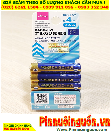 DAISO & HW LR03, Pin AAA 1.5v Alkaline DAISO & HW LR03 /Thị trường Nội địa Nhật-Vỉ pin chữ Nhật (Vỉ 5viên)