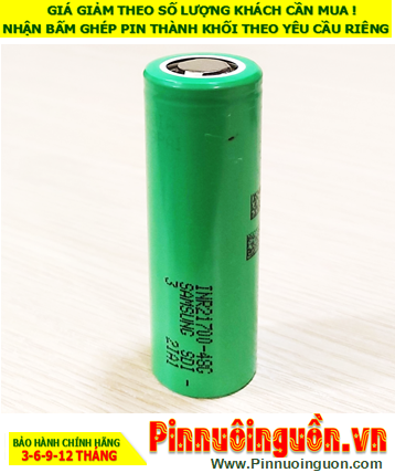 Pin đèn Pin _Pin sạc Lithium 3.7v Samsung INR21700-48G (4800mAh - Dòng xả 40A) chính hãng