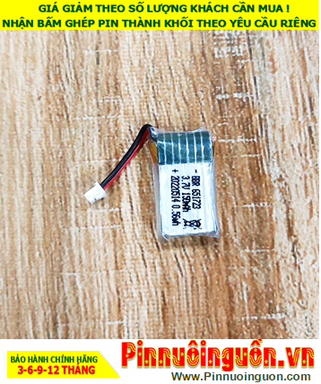 Pin tai nghe Bluetooth Pin sạc Li-Polymer 651723 (150mAh, Dòng xả 20C /6.5mmx17mmx23mm) /Đã gắn sẳn mạch sạc
