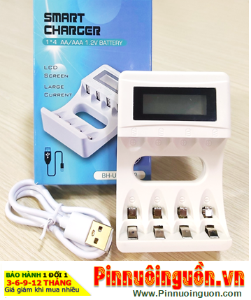 BMAX BH-USB-C02, Máy sạc pin AA, AAA BMAX BH-USB-C02 (Màn hình LCD, Sạc 2-4 Pin, Tự ngắt khi pin đầy)