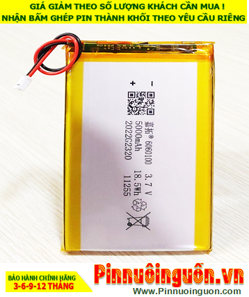 Pin máy tính bảng Pin sạc 3.7v Lipolymer 6060100 (5000mAh, 6mmx60mmx100mm) /Đã gắn sẳn mạch sạc
