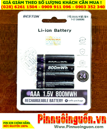 Beston 3AN-22, Pin Lithium Li-ion AAA 1.5v Beston 3AN-22 (với 800mWh=540mAh) chính hãng (Vỉ ỉ 4viên)