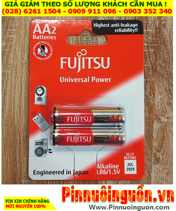 Fujitsu LR6-FU-W; Pin tiểu AA 1.5v Alkaline Fujitsu LR6-FU-W  chính hãng _Xuất xứ Indonesia /Vỉ 2viên