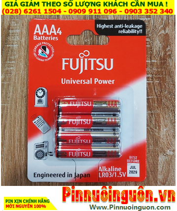Fujitsu LR03-FU-W; Pin tiểu AA 1.5v Alkaline Fujitsu LR03-FU-W chính hãng _Xuất xứ Indonesia /Vỉ 4viên