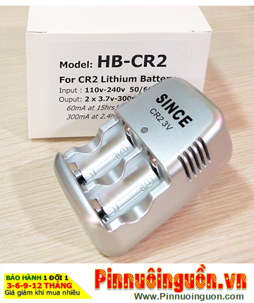 Sạc HB-CR2, Máy sạc pin CR2 /CR14250 lithium HB-CR2 (2 khe, sạc mỗi lần 1-2 Pin) /Bảo hành 01 tháng