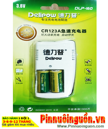 Delipow DLP-160(2ICR123A), Bộ sạc pin 3v Lithium Delipow DLP-160 kèm sẳn 2 pin sạc Delipow ICR123A 1000mAh 3v