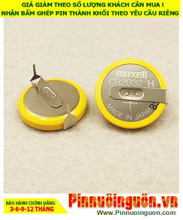 Pin CMOS CR2032 (chân thép hàn); Pin nuôi nguồn CMOS 3v lithium Maxell CR2032 chính hãng