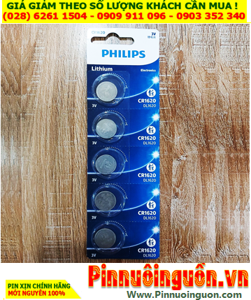 COMBO 01vỉ=5viên Pin 3v lithium Philips CR1620 chính hãng _Giá chỉ 98.000đ/ vỉ 5viên