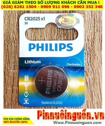 Pin CR2025 _Pin Philips CR2025; Pin 3v lithium Philips CR2025/DL2025 chính hãng / Loại Vỉ 1viên