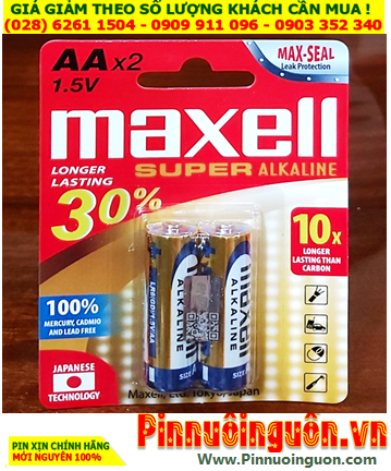 Maxell LR6(GD)2B, Pin AA 1.5v Maxell LR6(GD)2B Super Alkaline chính hãng _MẪU MỚI /Vỉ 2viên