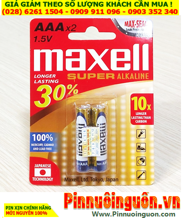 Maxell LR03(GD)2B, Pin AA 1.5v Maxell LR03(GD)2B Super Alkaline chính hãng _MẪU MỚI /Vỉ 2viên