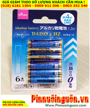 DAISO & HZ LR03, Pin đũa AAA Alkaline DAISO & HZ LR03 Nội địa Nhật /Loại vỉ 6viên