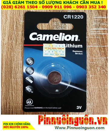 Camelion CR1220; Pin đồng xu 3v lithium Camelion CR1220 chính hãng /Loại vỉ 1viên
