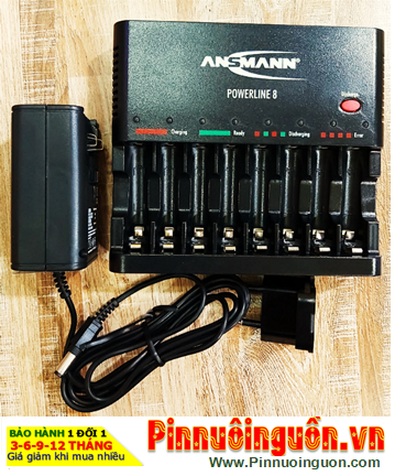 Powerline 8; Máy sạc 8 Pin AA-AAA Ansman Powerline 8 _ sạc được 1,2,3,4,5,6,7,8 pin _Tự ngắt điện khi sạc đầy