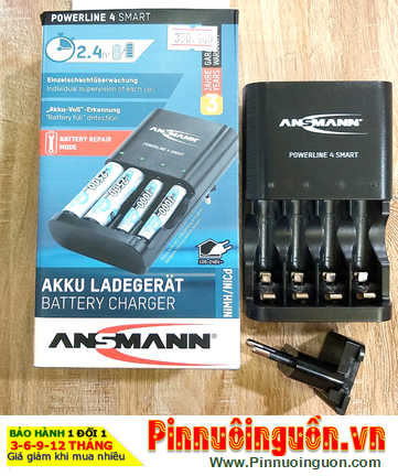 Máy sạc pin Ansman Powerline 4Smart _Sạc nhanh _Sạc được 1,2,3,4 pin AA và AAA _tự ngắt điện khi sạc đầy pin