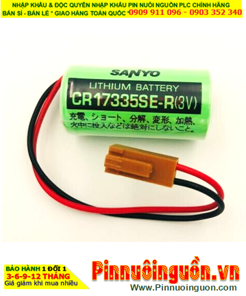 Sanyo CR17335SE-R (Zắc nâu); Pin nuôi nguồn PLC Sanyo CR17335SE-R  1800mAh /Xuất xứ NHẬT