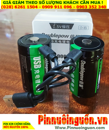 DoublePow HR20 D9000mWh, Pin sạc D 1.5v cổng USB DoublePow HR20 D9000mWh /Hộp 2viên kèm Cáp sạc
