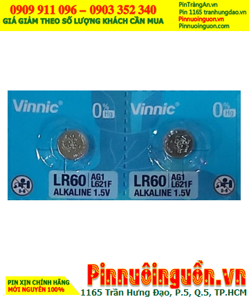 VINNIC L621F _Pin cúc áo 1.5v Alkaline VINNIC AG1, L621F, LR60 chính hãng (Loại Vỉ 10viên)
