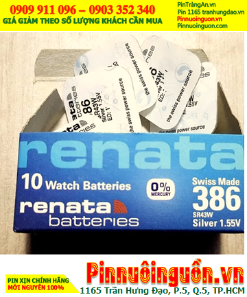 Renata 386 _Pin SR43W; Pin đồng hồ 1.55v Silver Oxide Renata 386 _Pin SR43W